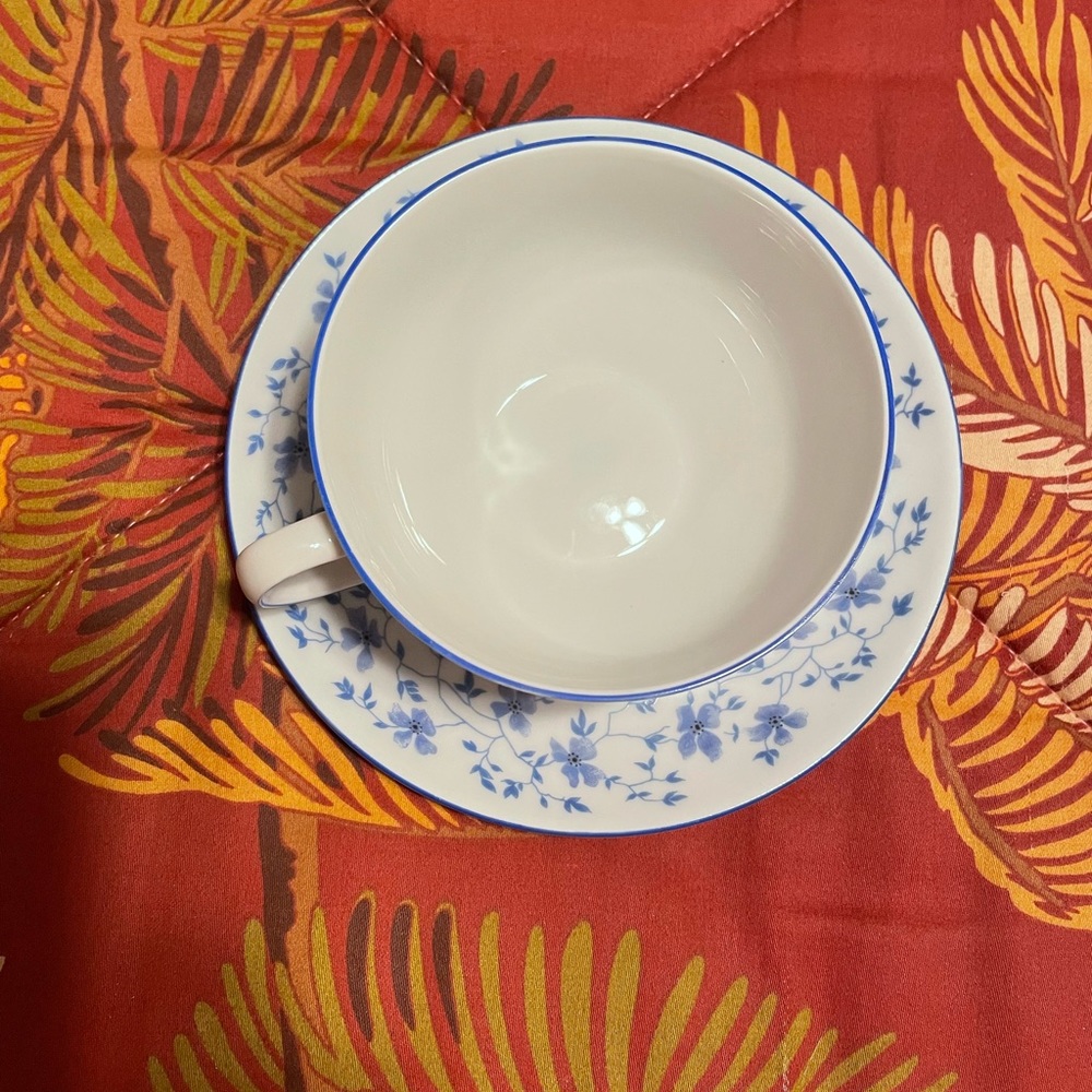 Set of 2 Vintage Arzberg Form 1382 Blue Blossoms 2 Cups & 2 Saucers - Picture 6 of 6
